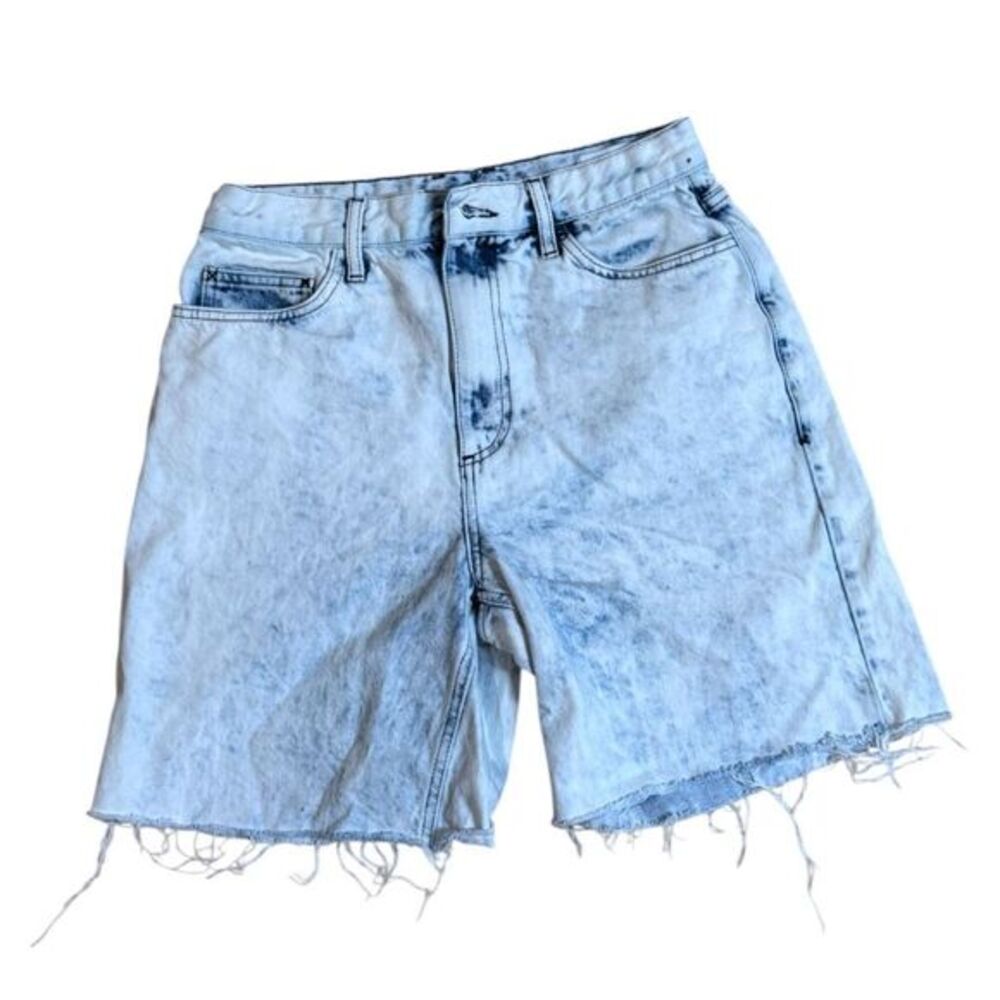 Grunge Bleach Wash Denim Shorts COLLUSION Mens Size‎ 30 Raw Hem Alt Skater Y2K
